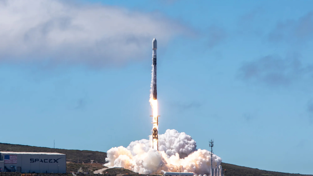 Rocket launch from Vandenberg Space Force Base in California.