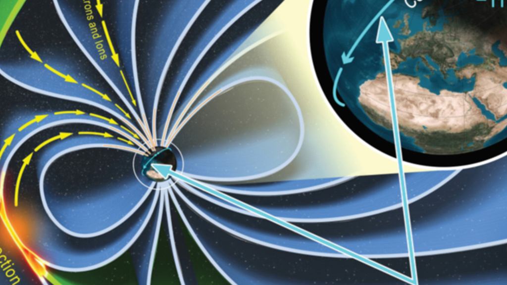 illustration showing reconnection in Earth’s cusp region